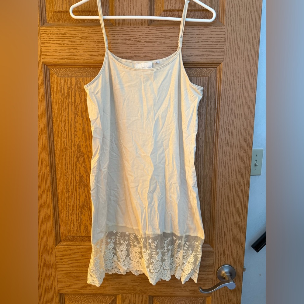 Winter Lemon Cream Lace Hem Slip Dress